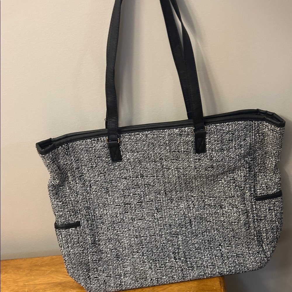 Thirty-One Black and Gray Textured Tote
